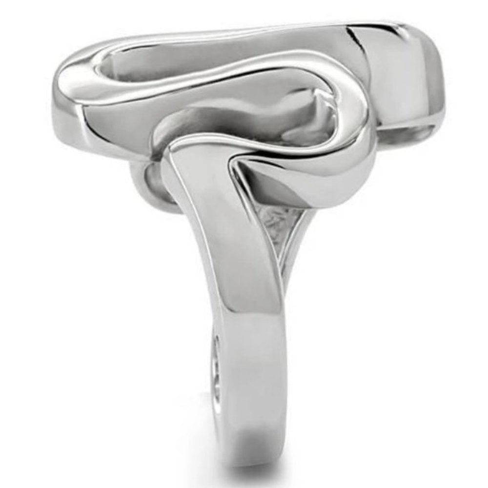 Modern Curvy Statement Ring Stainless Steel High Polished Women's - Picture 13 of 14